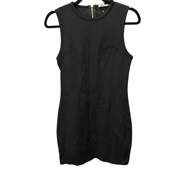 T by Alexander Wang Black Sleeveless Bodycon Dress Size M Ribbed Detailing - Picture 3 of 12
